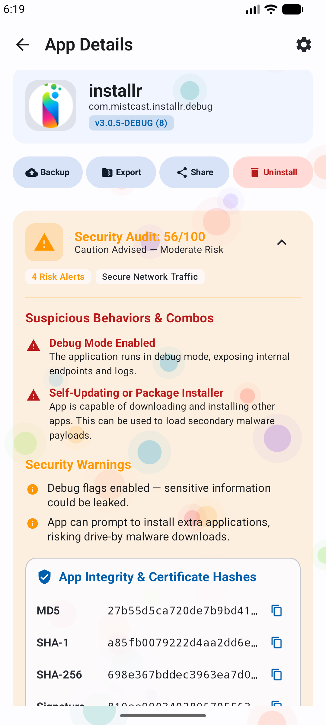 Safety score overview
