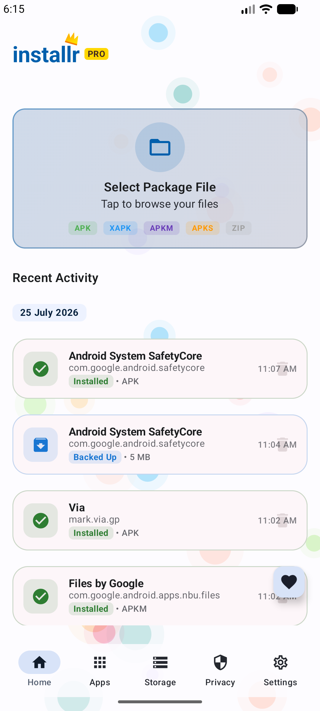 Home and install flow