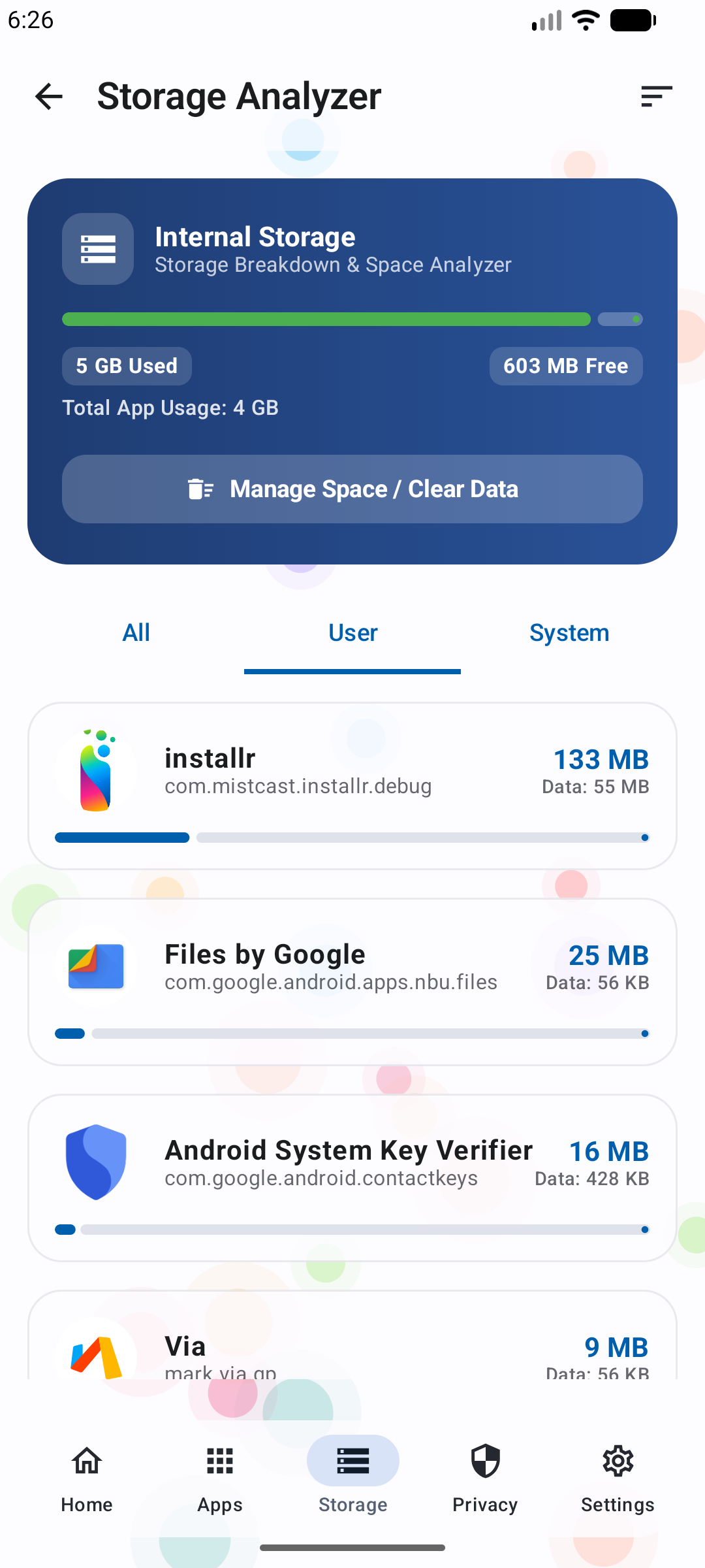 Storage analyzer