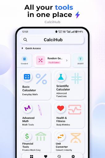 CalciHub home screen