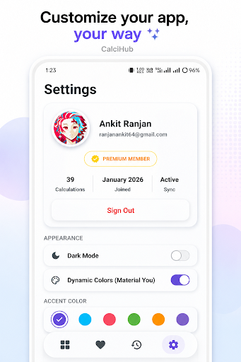 Settings screen